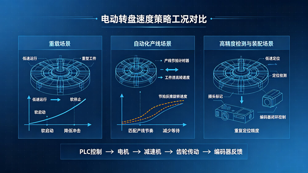 电动转盘速度策略工况对比 电动转盘速度策略工况对比