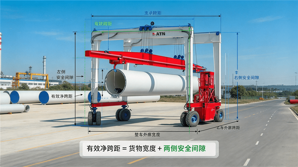轮胎式跨运车跨距如何选择？货物尺寸与结构设计选型指南